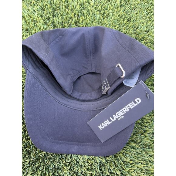 KARL LAGERFELD Silhouette Hat Signature Logo, Pin, Embroidery Adjustable NEW!